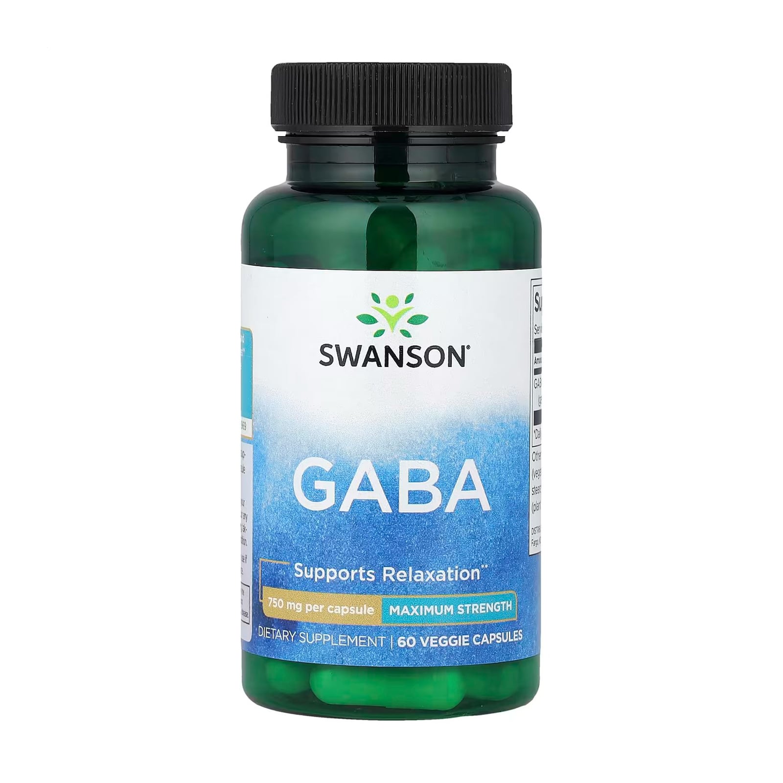 Гамма-аміномасляна кислота Swanson GABA Maximum Strength 750 мг, 60 капсул